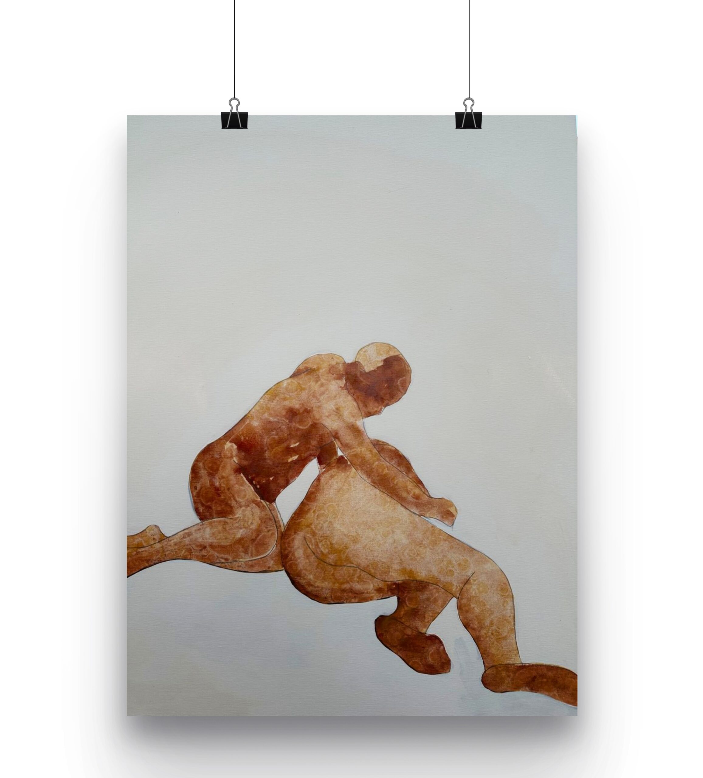 One figure supports the other in an act of care and devotion. Through this gesture, the painting reflects on compassion, resilience and the strength that emerges through shared experience.
